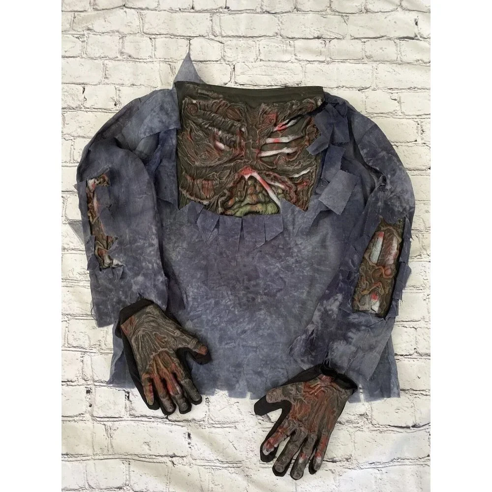 Costume Rotten‎ Walking Corpse Zombie Top Gloves Costume Kids Size M 8-10 NWOT